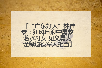 “广东好人”林佳泰：狂风巨浪中勇救落水母女 见义勇为诠释退役军人担当