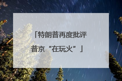 特朗普再度批评普京“在玩火”