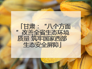 甘肃：“八个方面”改善全省生态环境质量 筑牢国家西部生态安全屏障