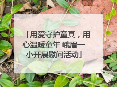 用爱守护童真，用心温暖童年 峨眉一小开展慰问活动