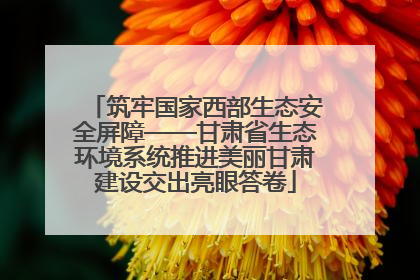 筑牢国家西部生态安全屏障——甘肃省生态环境系统推进美丽甘肃建设交出亮眼答卷