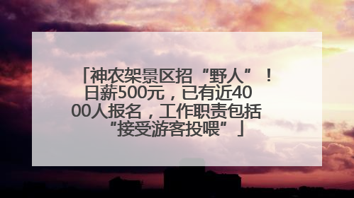 神农架景区招“野人”！日薪500元，已有近4000人报名，工作职责包括“接受游客投喂”