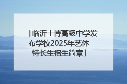 临沂士博高级中学发布学校2025年艺体特长生招生简章