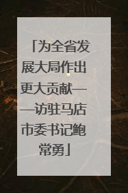 为全省发展大局作出更大贡献——访驻马店市委书记鲍常勇