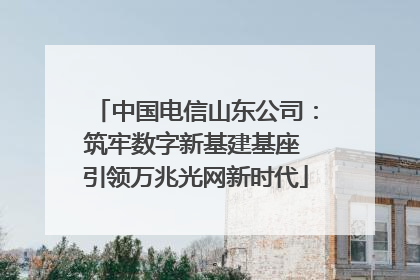中国电信山东公司：筑牢数字新基建基座 引领万兆光网新时代