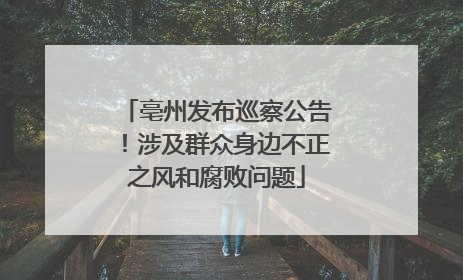 亳州发布巡察公告！涉及群众身边不正之风和腐败问题