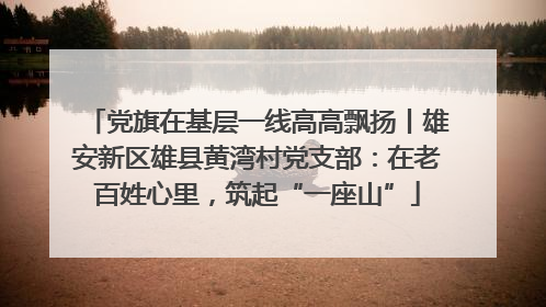 党旗在基层一线高高飘扬丨雄安新区雄县黄湾村党支部：在老百姓心里，筑起“一座山”