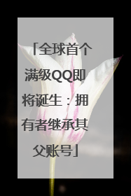 全球首个满级QQ即将诞生：拥有者继承其父账号