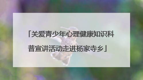 关爱青少年心理健康知识科普宣讲活动走进杨家寺乡