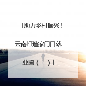 助力乡村振兴！云南打造家门口就业圈（一）