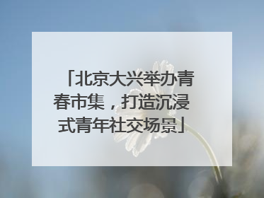 北京大兴举办青春市集，打造沉浸式青年社交场景