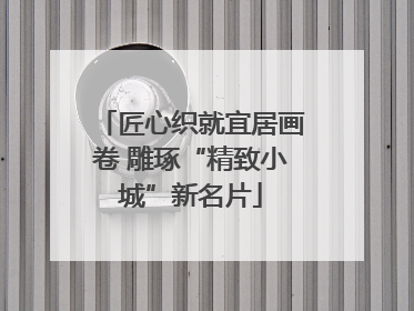 匠心织就宜居画卷 雕琢“精致小城”新名片