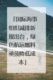 国际海事组织减排新规出台，绿色航运燃料亟须降低成本
