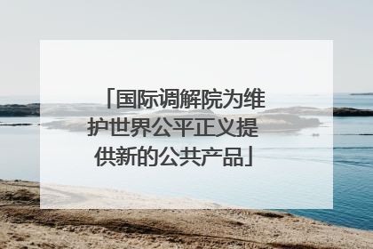 国际调解院为维护世界公平正义提供新的公共产品