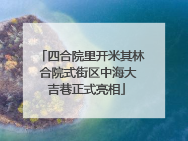 四合院里开米其林 合院式街区中海大吉巷正式亮相
