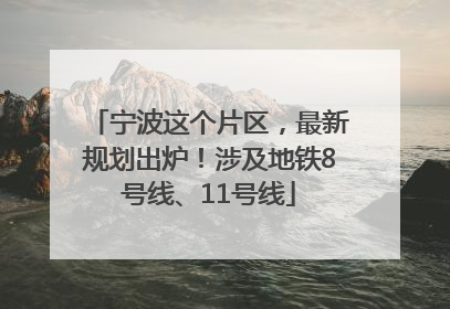 宁波这个片区，最新规划出炉！涉及地铁8号线、11号线