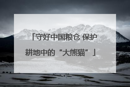 守好中国粮仓 保护耕地中的“大熊猫”