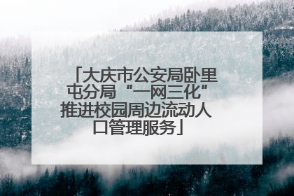 大庆市公安局卧里屯分局“一网三化”推进校园周边流动人口管理服务