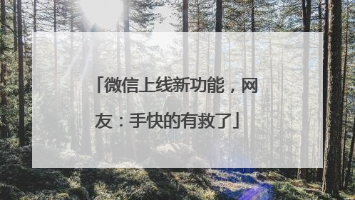 微信上线新功能，网友：手快的有救了