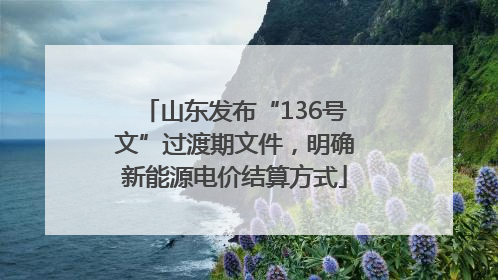 山东发布“136号文”过渡期文件，明确新能源电价结算方式