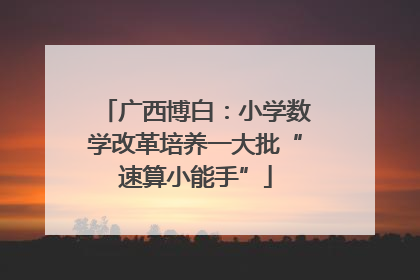 广西博白：小学数学改革培养一大批“速算小能手”