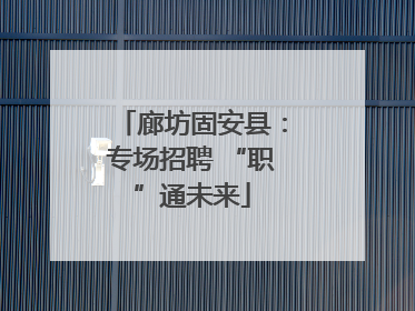 廊坊固安县：专场招聘 “职”通未来