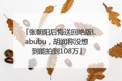 张朝阳后悔送回绝版Labubu，胡润称没想到能拍到108万
