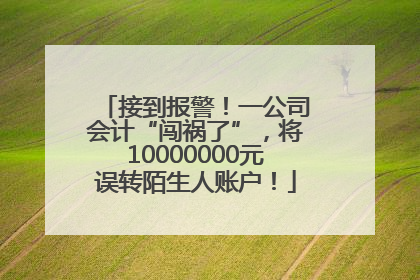 接到报警！一公司会计“闯祸了”，将10000000元误转陌生人账户！