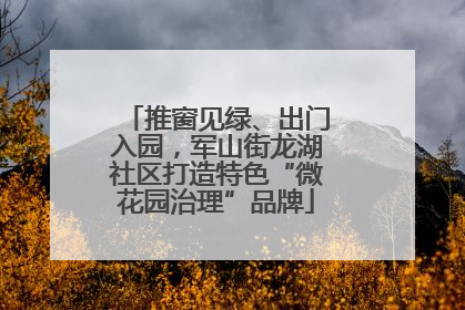 推窗见绿、出门入园，军山街龙湖社区打造特色“微花园治理”品牌