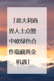 意大利商界人士点赞中欧绿色合作蕴藏黄金机遇