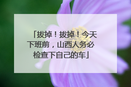 拔掉！拔掉！今天下班前，山西人务必检查下自己的车