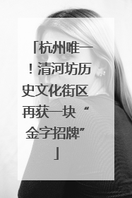杭州唯一！清河坊历史文化街区再获一块“金字招牌”