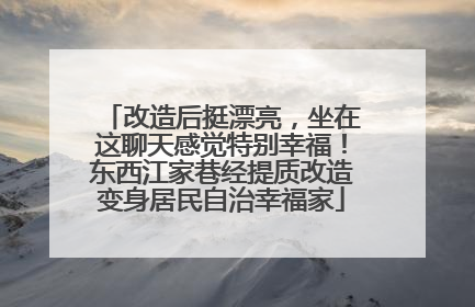 改造后挺漂亮，坐在这聊天感觉特别幸福！东西江家巷经提质改造变身居民自治幸福家