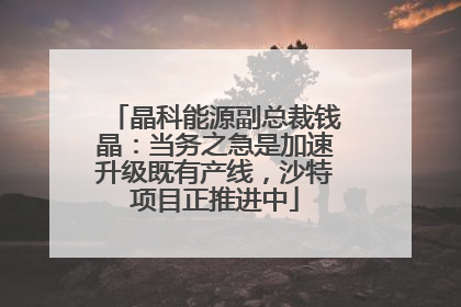晶科能源副总裁钱晶：当务之急是加速升级既有产线，沙特项目正推进中