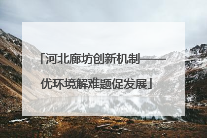 河北廊坊创新机制——优环境解难题促发展