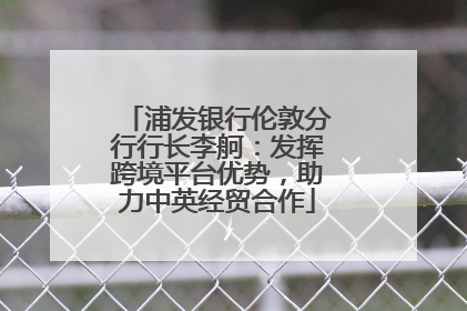 浦发银行伦敦分行行长李舸：发挥跨境平台优势，助力中英经贸合作