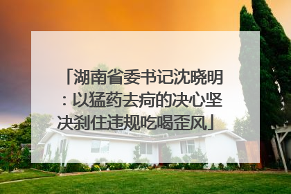 湖南省委书记沈晓明：以猛药去疴的决心坚决刹住违规吃喝歪风