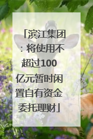 滨江集团：将使用不超过100亿元暂时闲置自有资金委托理财
