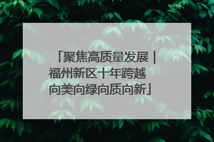 聚焦高质量发展｜福州新区十年跨越 向美向绿向质向新
