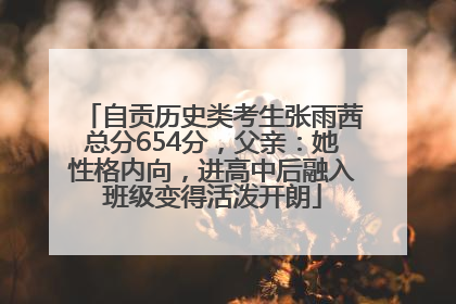 自贡历史类考生张雨茜总分654分，父亲：她性格内向，进高中后融入班级变得活泼开朗