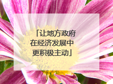 让地方政府在经济发展中更积极主动