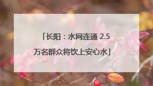 长阳：水网连通 2.5万名群众将饮上安心水