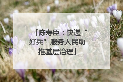 陈寿臣：快递“好兵”服务人民助推基层治理