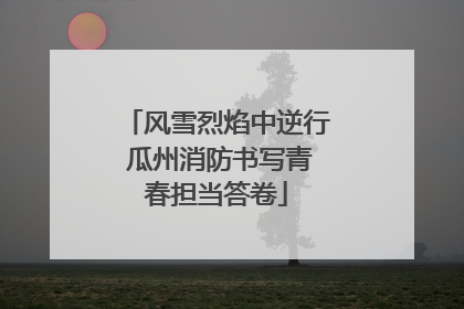 风雪烈焰中逆行 瓜州消防书写青春担当答卷