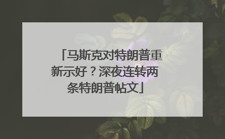 马斯克对特朗普重新示好？深夜连转两条特朗普帖文