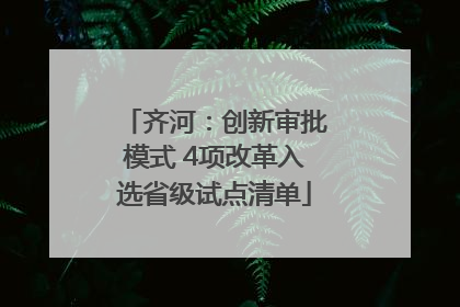 齐河：创新审批模式 4项改革入选省级试点清单