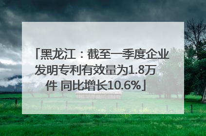 黑龙江：截至一季度企业发明专利有效量为1.8万件 同比增长10.6%