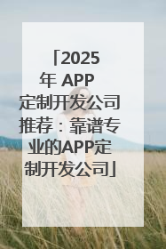 2025 年 APP 定制开发公司推荐：靠谱专业的APP定制开发公司