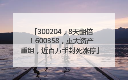 300204，8天翻倍！600358，重大资产重组，近百万手封死涨停