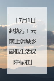 7月1日起执行！云南上调城乡最低生活保障标准